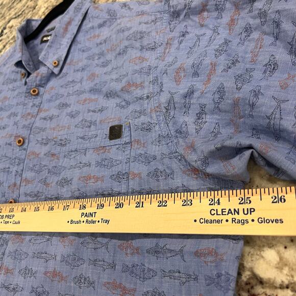 Solaris Shirt Men’s XL Blue Fish All Over Design Short Sleeve Fishing Camp Shirt - Picture 6 of 10